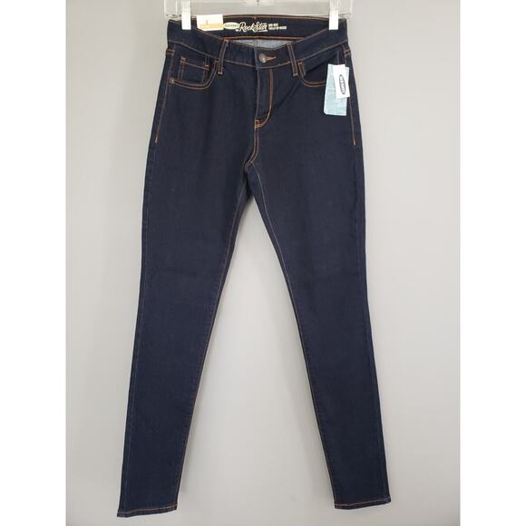 NEW Old Navy Rockstar Jeans Size 4 Super Skinny Mid Rise Dark Wash - 647190‎ - Picture 1 of 6